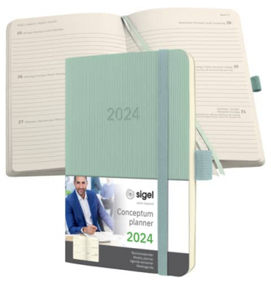 C2439 Buchkalender 2024 A6 mint green
