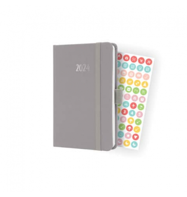 J4402 Buchkalender 2024 A6 pearl grey