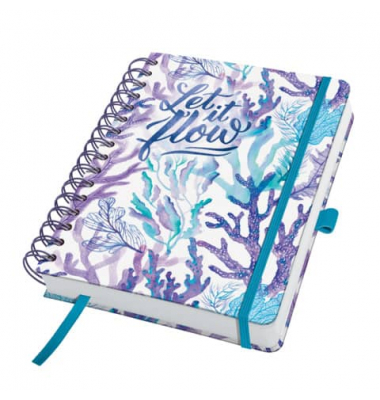 Buchkalender JP204, Jolie Underwater Miracles, lila, türkis, petrol, 1 Tag / 2 Seiten, 16,8x21,5cm (A5), Jahresunabhängig