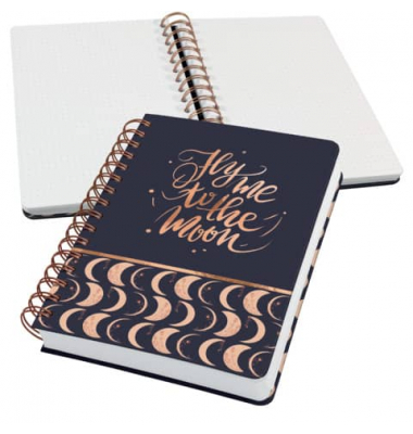Notizbuch JN625, mit Spirale Jolie, schwarz, A5, punktiert, 120g, 120 Blatt / 240 Seiten