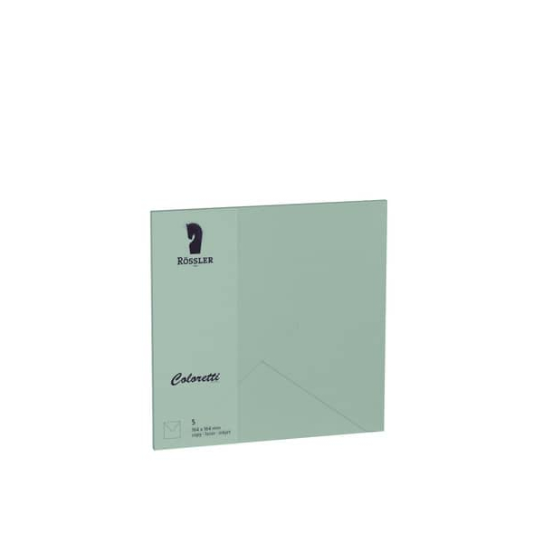 10 Stück Rössler Designbriefumschlag Coloretti 220740567, quadratisch, nassklebend, 80g, eucalyptus 4014970445866 Rössler 5 Stück