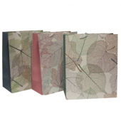 Geschenktasche 51368, allgemein, mit Glitter und Schleifenband, Blätter, 260mm x 32cm