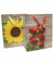Geschenktasche 51380, allgemein, Schleifenband mit Anhänger, 2 Blumenmotive sortiert, Sonnenblume und Rosen, 260mm x 320mm