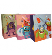 Geschenktasche 51395, Kinder, Schleifenband mit Anhänger, Monster, 180mm x 230mm