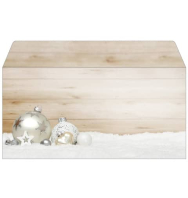 Weihnachtsumschl&auml;ge Holzoptik mit Weihnachtskugeln Cozy Christmas DU427, Din Lang, 90g