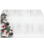 Weihnachtsumschl&auml;ge Holz-Optik mit Tannenzweigen und Weihnachtsdeko Scandinavian Christmas DU416, Din Lang, 90g