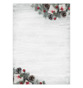 Weihnachtsbriefpapier Holz-Optik mit Tannenzweigen und Weihnachtsdeko Scandinavian Christmas DP416, A4, 90g