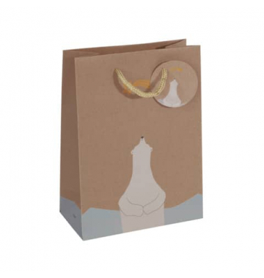 Geschenktasche GT050 Polar Bear, Weihnachten, farbig abgestimmte Tragekordel Geschenkeanhänger, Eisbär, 170mm x 230mm