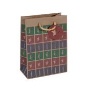 Geschenktasche GT044 Cut-out style, Weihnachten, mit Tragekordel / Geschenkanh&auml;nger, Baum/Kerze/Stern, 17cm x 23cm