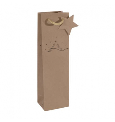 Geschenktasche GT039 Christmas Tree, Weihnachten, Bottle, Kunstoffkordel, Geschenkanhänger, Christmass tree, 100mm x 350mm