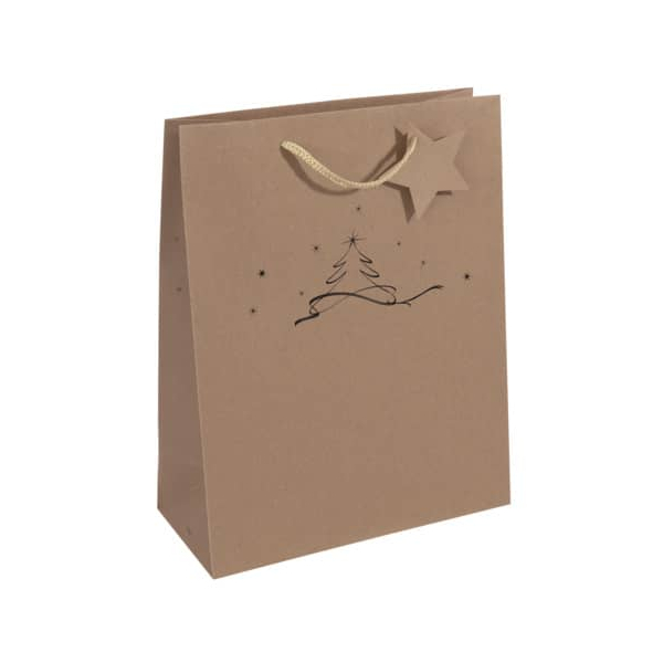 45 Stück Sigel Geschenktasche GT037 Christmas Tree, Weihnachten, Kunststoffkordel mit Geschenkanhänger, Weihnachtsbaum,Sterne, 260mm x 330mm 40