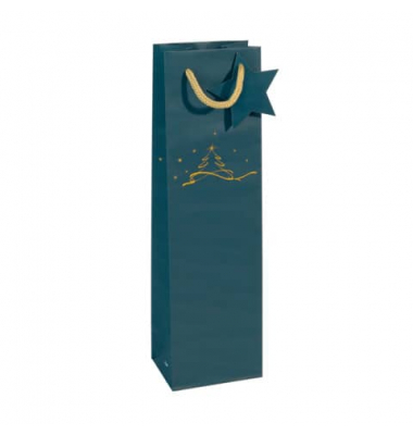Geschenktasche GT036 Christmas Tree, Weihnachten, mit Tragekordel / Geschenkanh&auml;nger, Weihnachtsbaum,Sterne, 10cm x 35cm