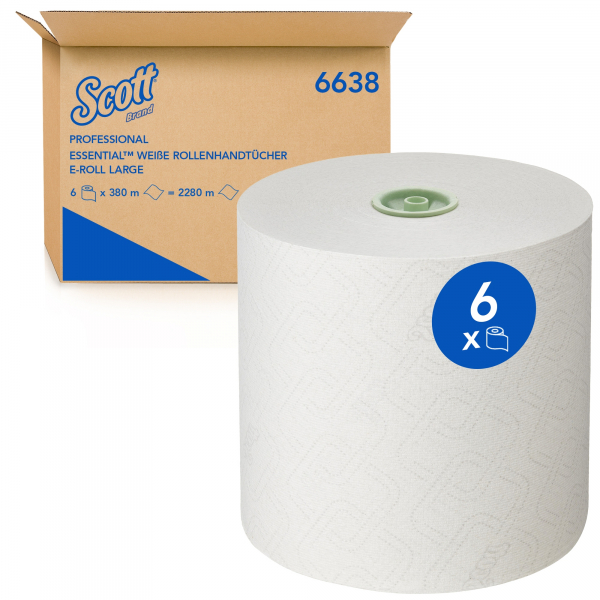 Kimberly-Clark Rollenhandtücher ESSENTIALT 6638, 1-lagig, weiß, Papier 5027375053733 Kimberly-Clark 6 Stück
