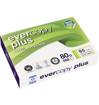 Recyclingpapier evercopy plus 50048SC A4 80g wei&szlig; 82er Wei&szlig;e 