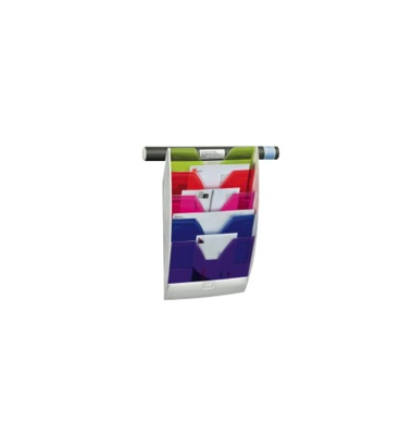 Wandprospekthalter CEP 1001540811, mit 5 Trennwänden für 5 Fächer, farbig