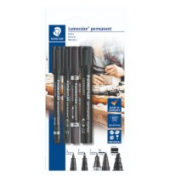 Permanentmarker Staedtler Lumocolor, 4 Strichstärken, schwarz