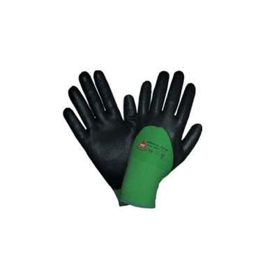 Winter-/Montagehandschuh SuperFlex Winter, Nitrilschaum, schwarz/grün, Größe 9 / L