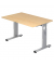 Schreibtisch O-Serie, manuell höhenverstellbar, 65-85cm (H), 120x80cm (BxT), rechteckig, ahorn / silber