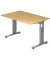 Schreibtisch O-Serie, manuell höhenverstellbar, 65-85cm (H), 120x80cm (BxT), rechteckig, ahorn / silber