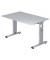 Schreibtisch O-Serie, manuell höhenverstellbar, 65-85cm (H), 120x80cm (BxT), rechteckig, grau / silber