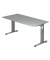 Schreibtisch O-Serie, manuell höhenverstellbar, 65-85cm (H), 120x80cm (BxT), rechteckig, grau / silber