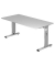 Schreibtisch OS 16, manuell höhenverstellbar, 65-85cm (H), 160x80cm (BxT), rechteckig, grau / silber