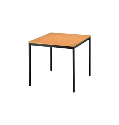 Konferenztisch VVS, 72cm (H), 80x80cm (BxT), 2 Personen, quadratisch, buche / schwarz