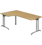 Schreibtisch VBS, 72cm (H), 200x120cm (BxT), L-Form, ahorn / wei&szlig;aluminium