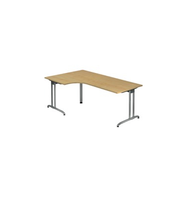 Schreibtisch VBS, 72cm (H), 200x120cm (BxT), L-Form, ahorn / wei&szlig;aluminium