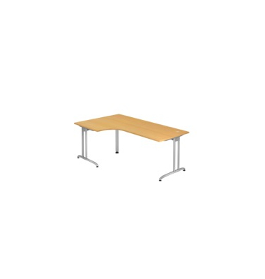 Schreibtisch VBS, 72cm (H), 200x120cm (BxT), L-Form, buche / wei&szlig;aluminium