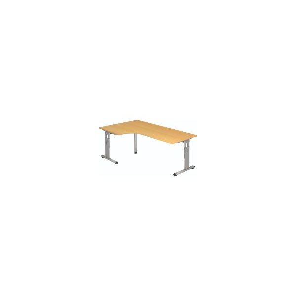 4032062014554 - Hammerbacher Matrix Höhenverstellbar Schreibtisch Buche Aluminium Holz Kunststoff Spanplatte C-Fuß 2000 x 1200 x 850 mm