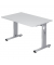 Schreibtisch O-Serie, manuell höhenverstellbar, 65-85cm (H), 120x80cm (BxT), rechteckig, weiß / silber