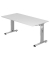 Schreibtisch O-Serie, manuell h&ouml;henverstellbar, 65-85cm (H), 160x80cm (BxT), rechteckig, wei&szlig; / silber