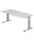 Schreibtisch O-Serie, manuell höhenverstellbar, 65-85cm (H), 180x80cm (BxT), rechteckig, weiß / silber