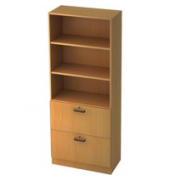 Regal mit H&auml;ngeregisterauszug, 2 B&ouml;den, Ma&szlig;e: 80x200,4x42cm, buche