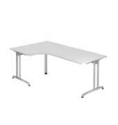 Schreibtisch VBS, 72cm (H), 200x120cm (BxT), L-Form, wei&szlig; / wei&szlig;aluminium
