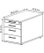 Rollcontainer Solid VTC30/W/W/RE Holz weiß, 3 normale Schubladen, mit extra Utensilienauszug, abschließbar
