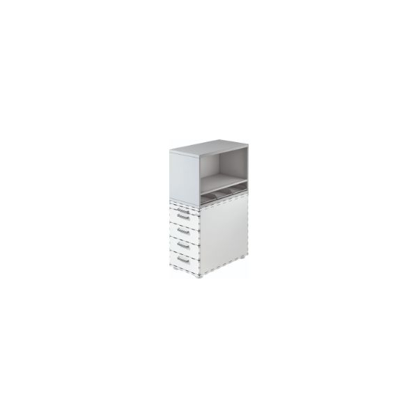 4032062173718 - Aufsatzregal Breno für Standcontainer Breno inkl 3 Kunststoffeinsätze B 428 x T 800 x H 530 mm Spanplatte Lichtgrau