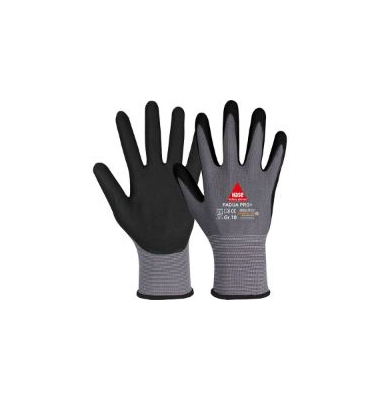 Montagehandschuhe Padua Pro+, Micro-Nitrilschaum, schwarz/grau, Größe 7 / S