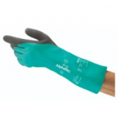 Chemikalienschutzhandschuhe AlphaTec, Nitril, grau/gr&uuml;n, Gr&ouml;&szlig;e 7 / S
