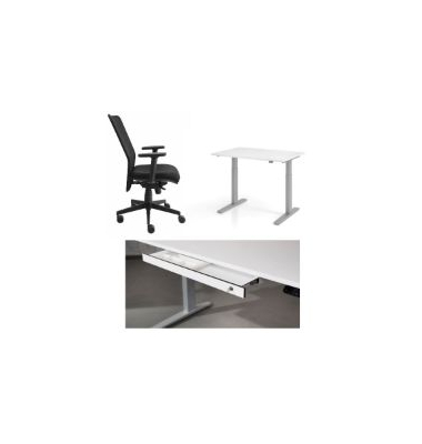 Set höhenverstellbarer Schreibtisch 120 x 80 cm + Bürostuhl
