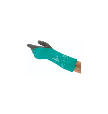 Chemikalienschutzhandschuhe, Nitril, grau/grün, Größe 8 / M