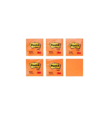 Haftnotizen 654NOR, Notes neon, 76x76mm, neonorange, quadratisch