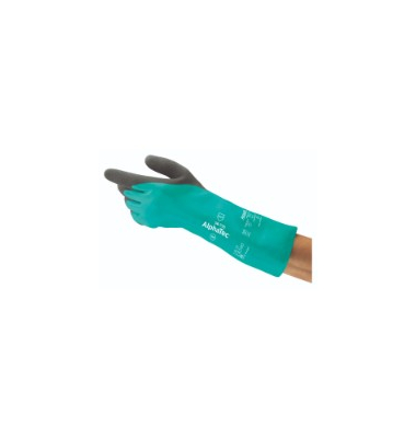 Chemikalienschutzhandschuhe, Nitril, grau/grün, Größe 9 / L