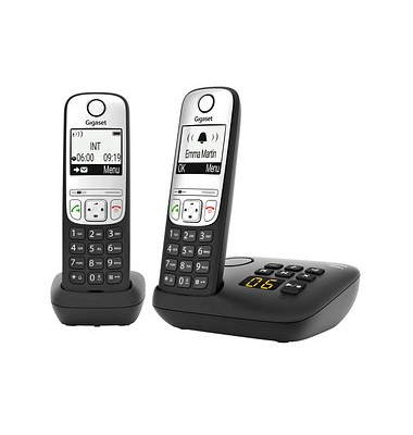 A690 A Duo Schnurlostelefon-Set mit Anrufbeantworter schwarz