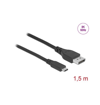DeLOCK USB CDisplayPort 1.4 Kabel 8K 60 Hz 1,5 m schwarz