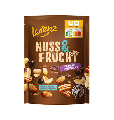 Lorenz Nuss & Frucht mit Schoko-Espressobohnen Studentenfutter Lorenz Nuss & Frucht mit Schoko-Espressobohnen Studentenfutter