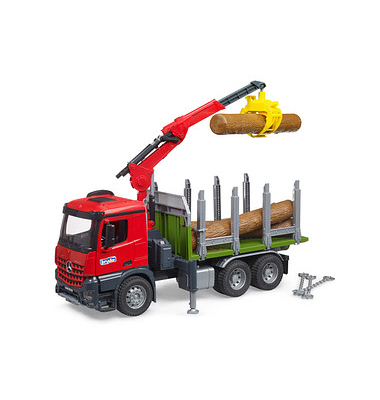 bruder MB Arocs Holztransport LKW mit Ladekran, Greifer und 3 Baumstämmen 03669 Spielzeugauto