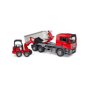 bruder MAN TGS LKW mit Abrollcontainer + Schäffer Hoflader 2630 03767 Spielzeugauto