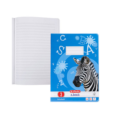 Schulheft 10767283 x.book, Lineatur 3 / Schreiblern-Lineatur, A4, 80g, blau, 32 Blatt / 64 Seiten